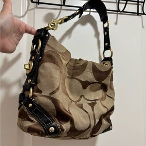 Coach Tan and Black Shoulder Bag